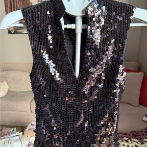 NEW NWT The Limited Black Sequin Top